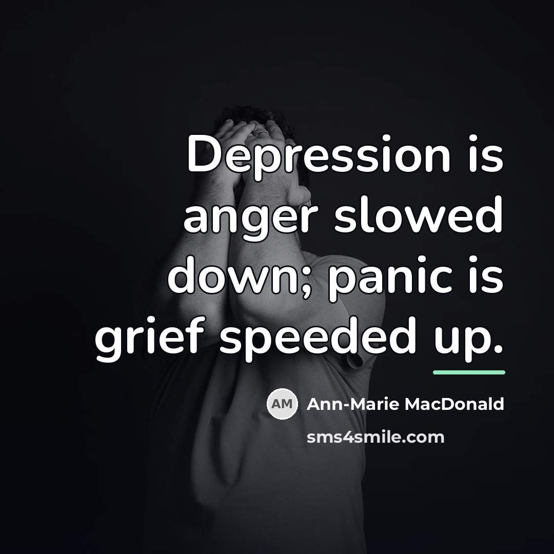 “Depression is anger slowed down; panic is grief speeded up.…” quote by Ann-Marie MacDonald