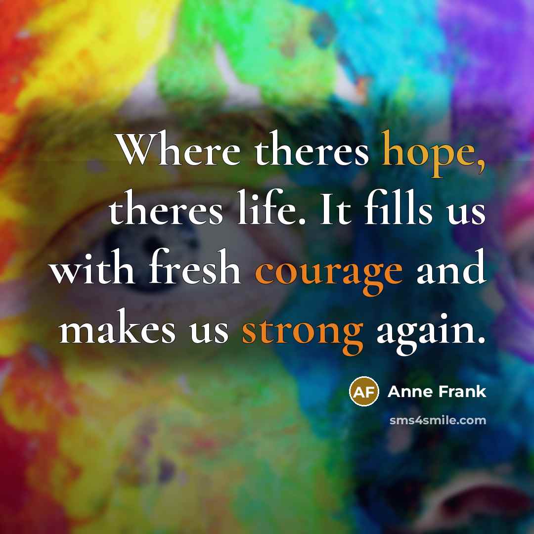 “Where theres hope, theres life. It fills us with fresh…” quote by Anne Frank