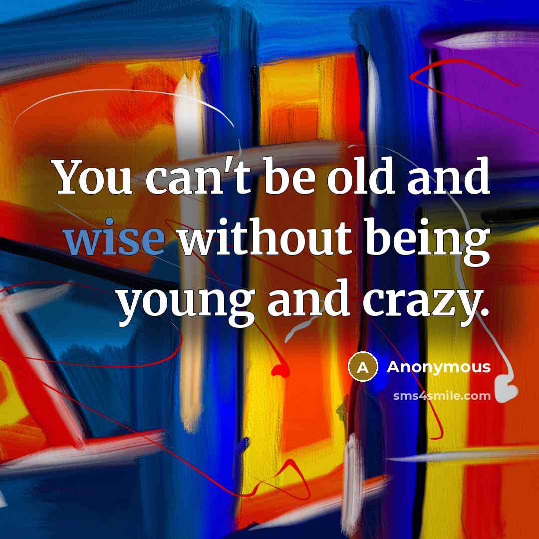 “You can't be old and wise without being young and crazy.” quote by Anonymous