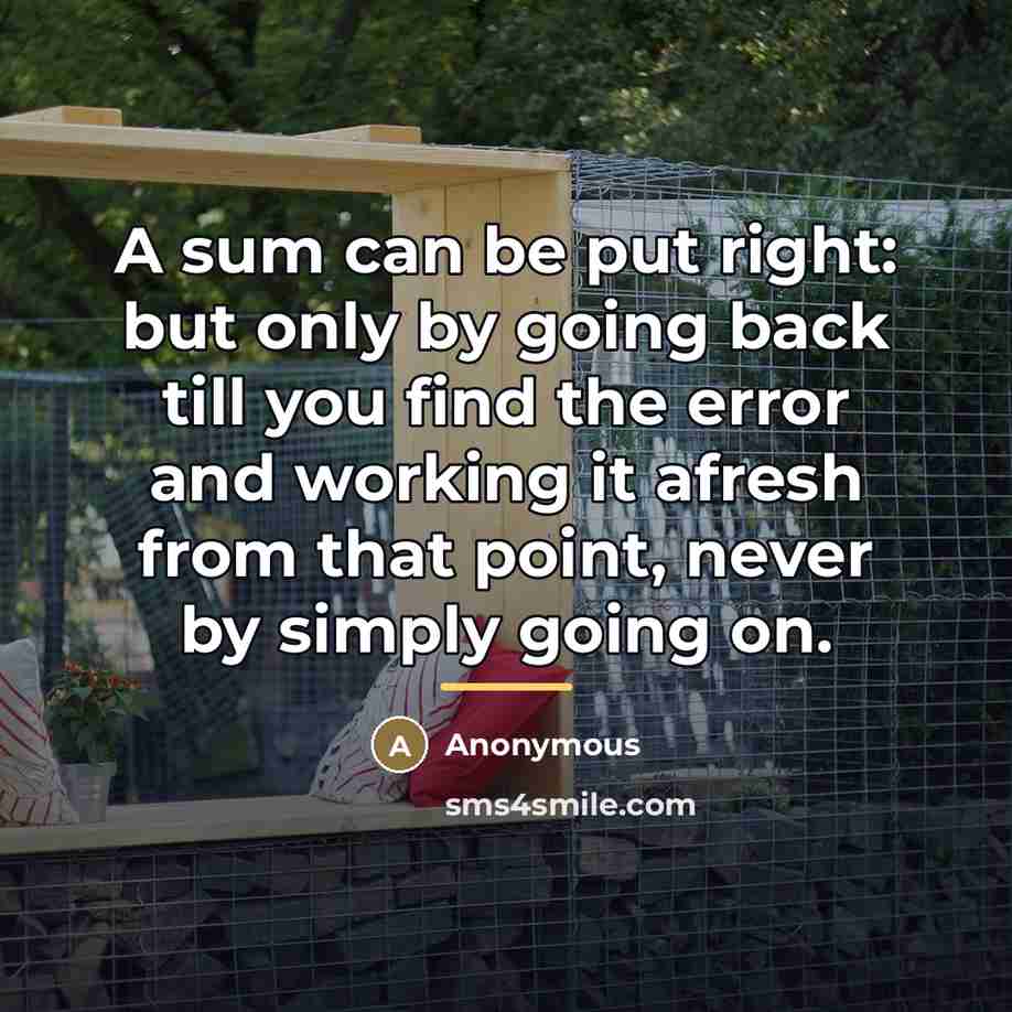 “A sum can be put right: but only by going…” quote by Anonymous