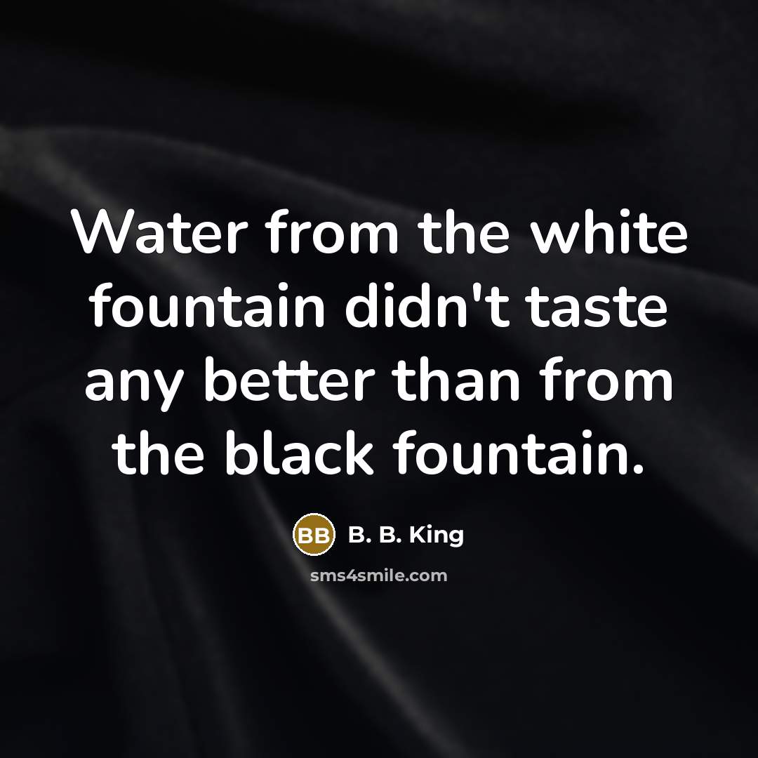 “Water from the white fountain didn't taste any better than…” quote by B. B. King