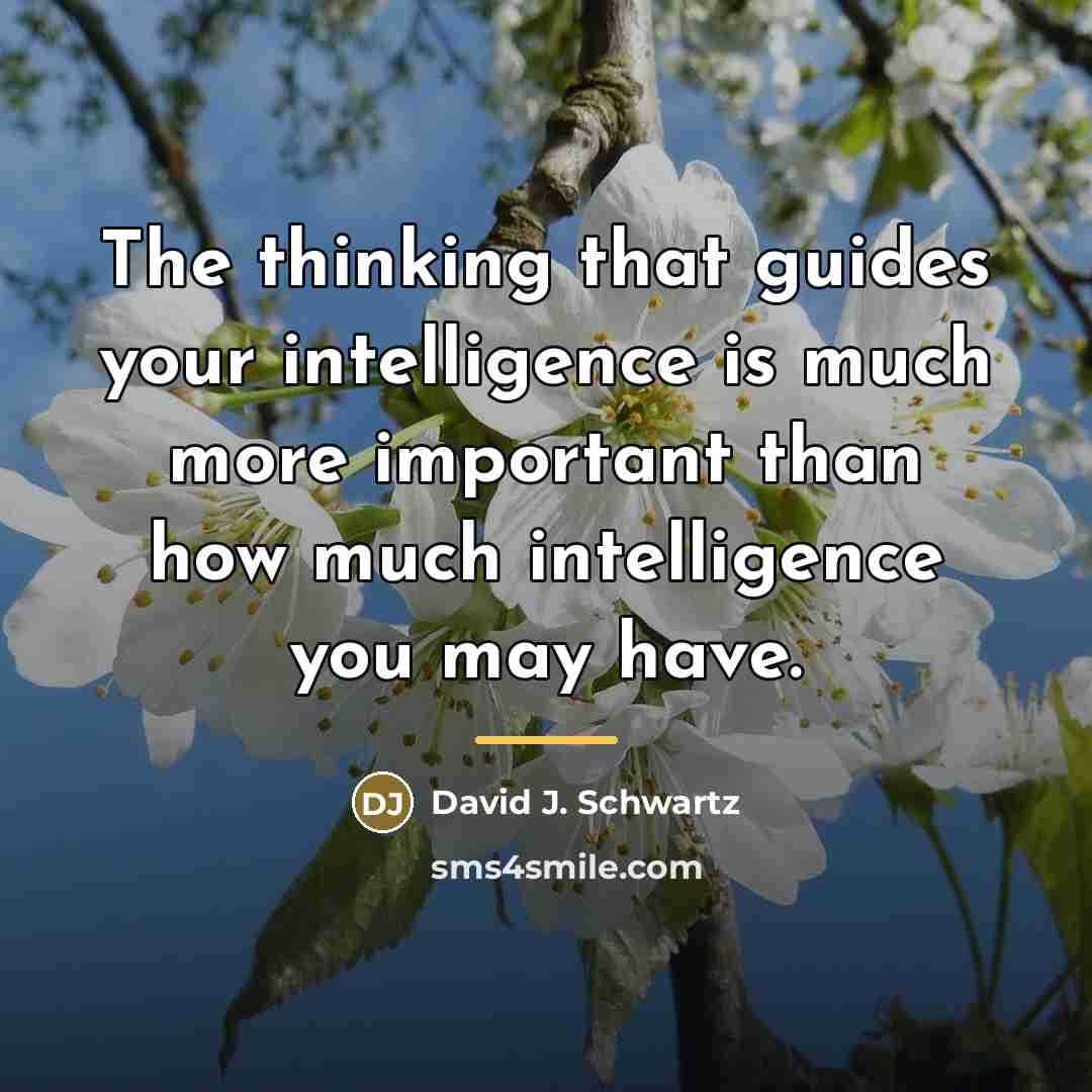 “The thinking that guides your intelligence is much more important…” quote by David J. Schwartz