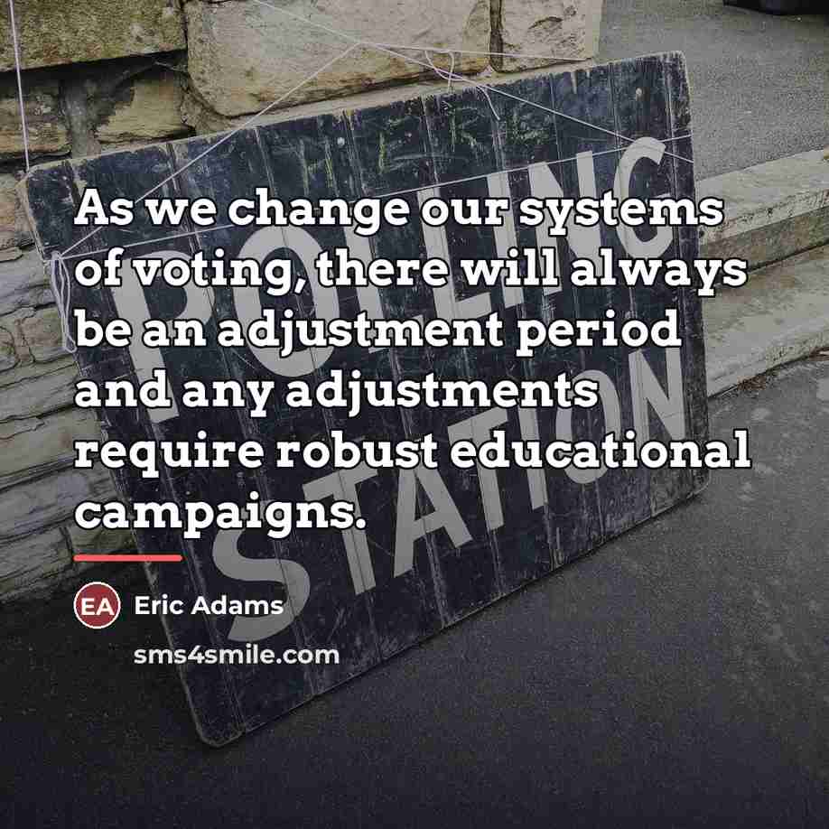 “As we change our systems of voting, there will always…” quote by Eric Adams