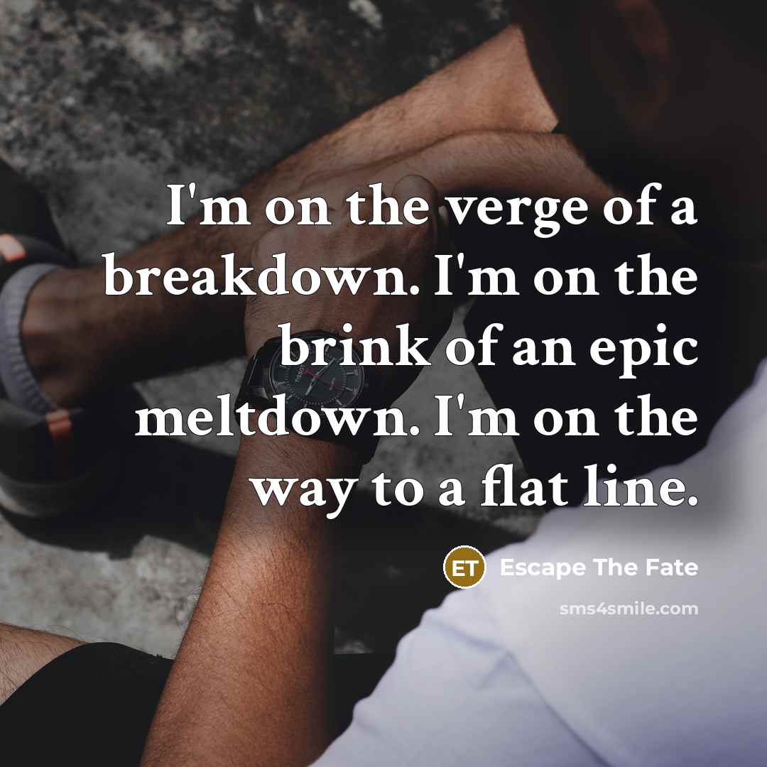 “I'm on the verge of a breakdown. I'm on the…” quote by Escape The Fate