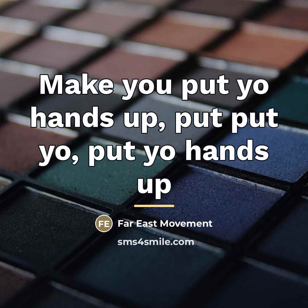 “Make you put yo hands up, put put yo, put…” quote by Far East Movement