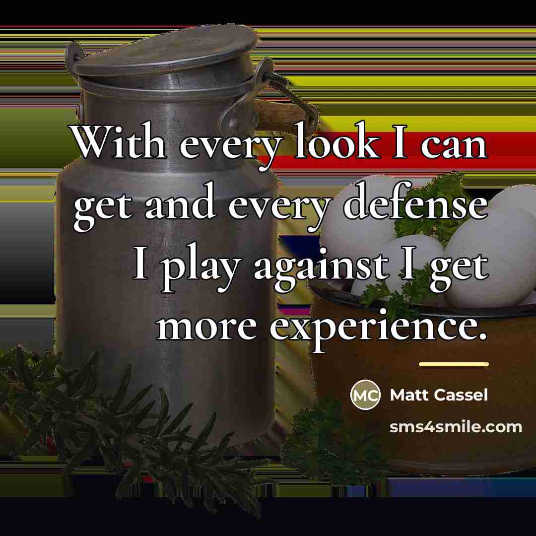“With every look I can get and every defense I…” quote by Matt Cassel