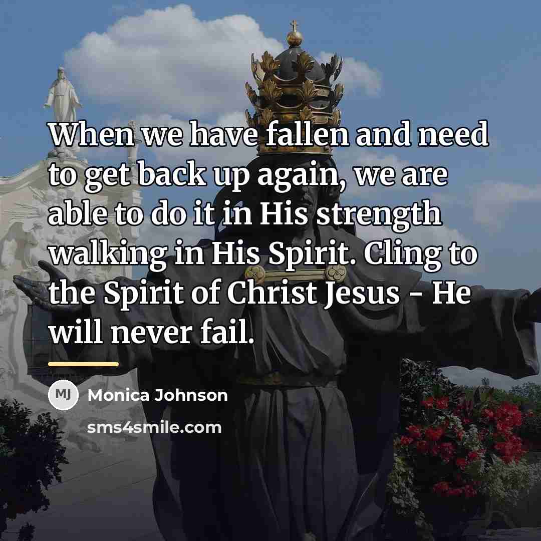 “When we have fallen and need to get back up…” quote by Monica Johnson