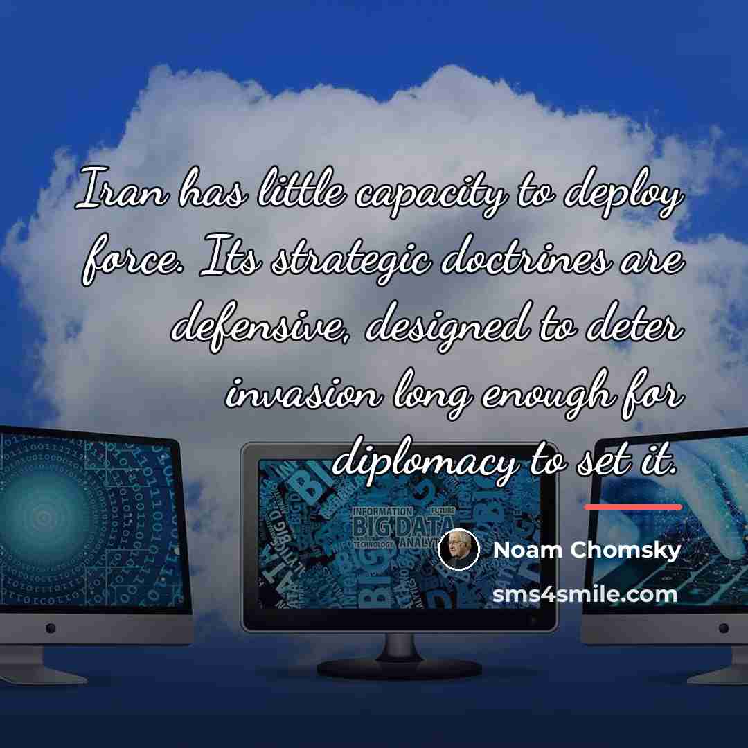 “Iran has little capacity to deploy force. Its strategic doctrines…” quote by Noam Chomsky