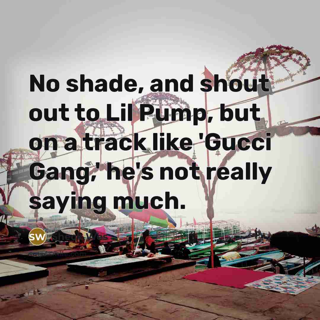 “No shade, and shout out to Lil Pump, but on…” quote by Sheck Wes