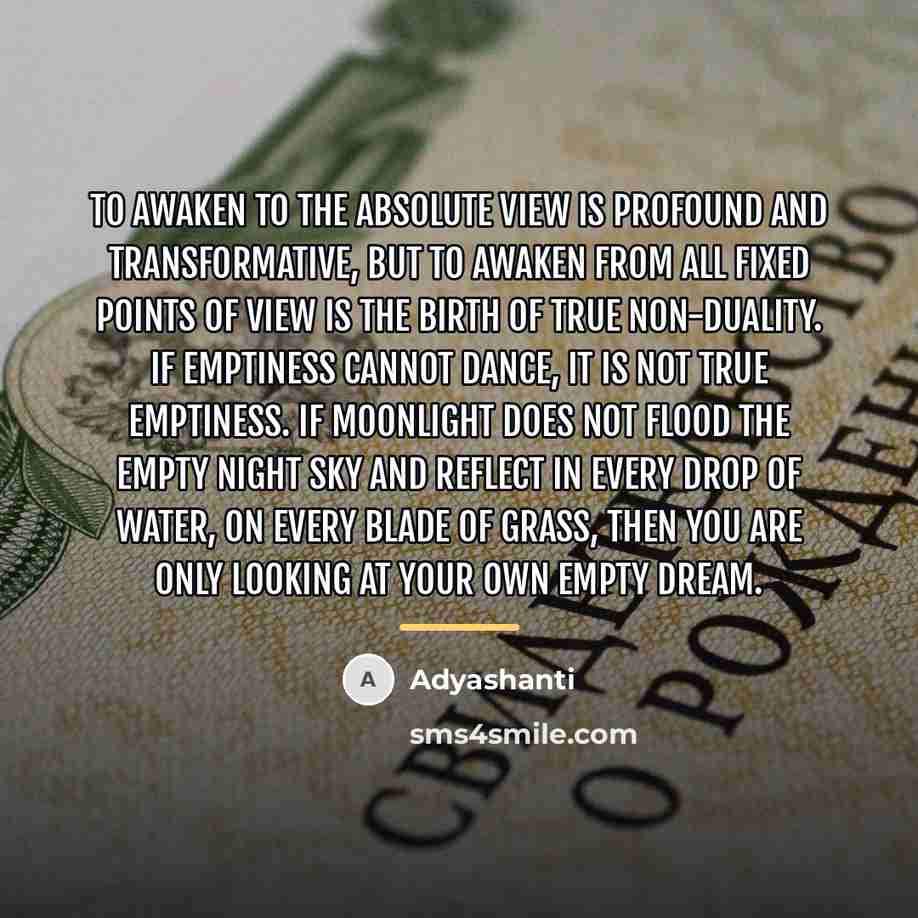 “To awaken to the absolute view is profound and transformative,…” quote by Adyashanti