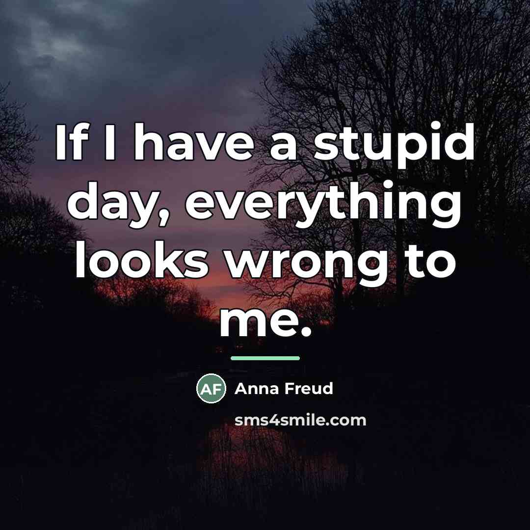 “If I have a stupid day, everything looks wrong to…” quote by Anna Freud