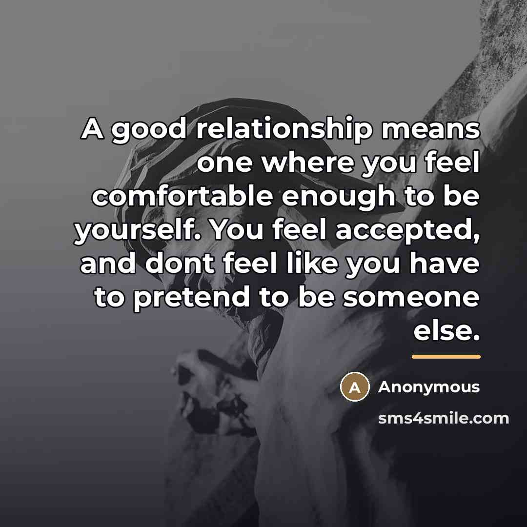 “A good relationship means one where you feel comfortable enough…” quote by Anonymous