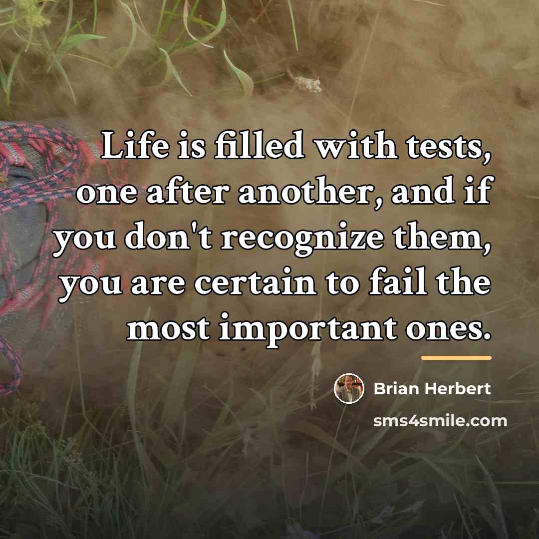 “Life is filled with tests, one after another, and if…” quote by Brian Herbert