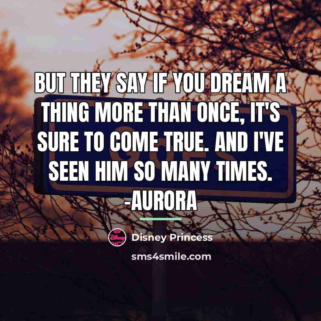“But they say if you dream a thing more than…” quote by Disney Princess
