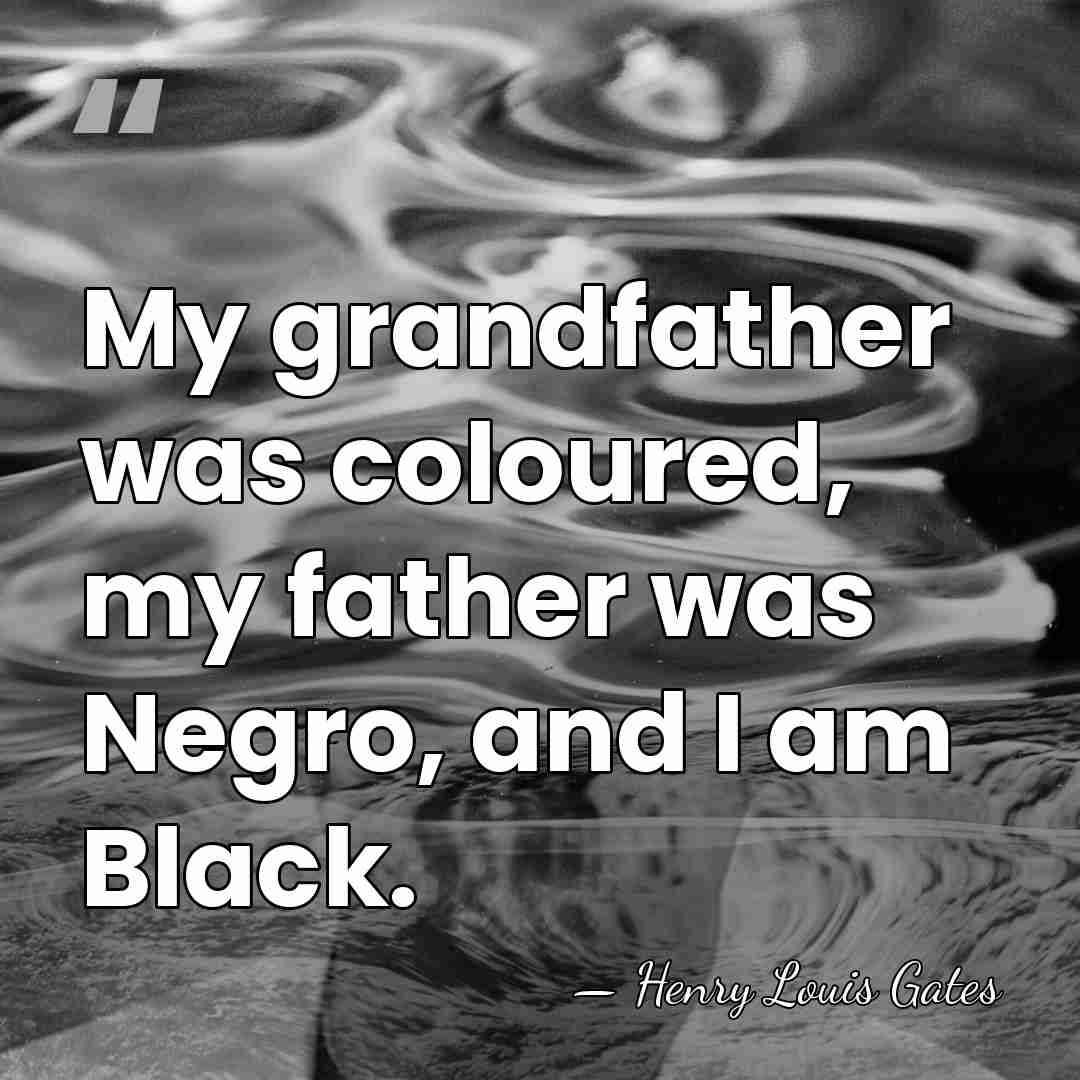 My grandfather was coloured, my father was Negro, and I am Black. - Henry Louis Gates