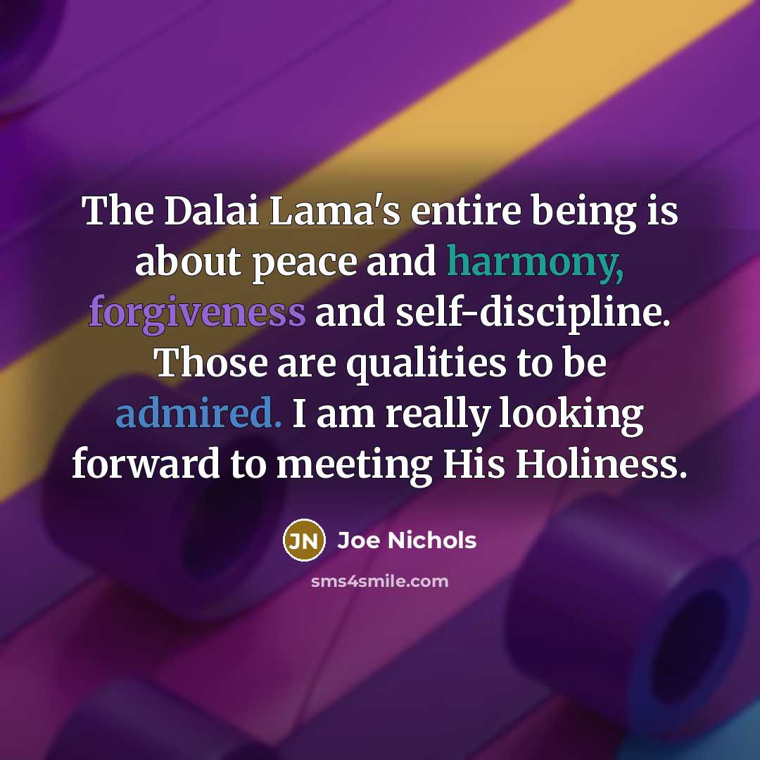 “The Dalai Lama's entire being is about peace and harmony,…” quote by Joe Nichols