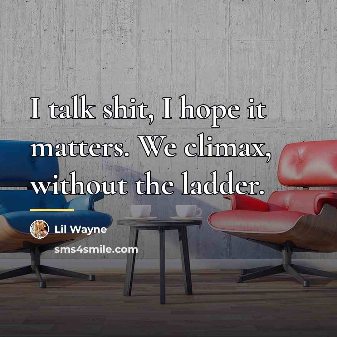 “I talk shit, I hope it matters. We climax, without…” quote by Lil Wayne
