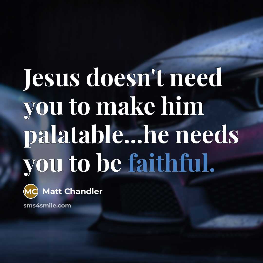 “Jesus doesn't need you to make him palatable...he needs you…” quote by Matt Chandler