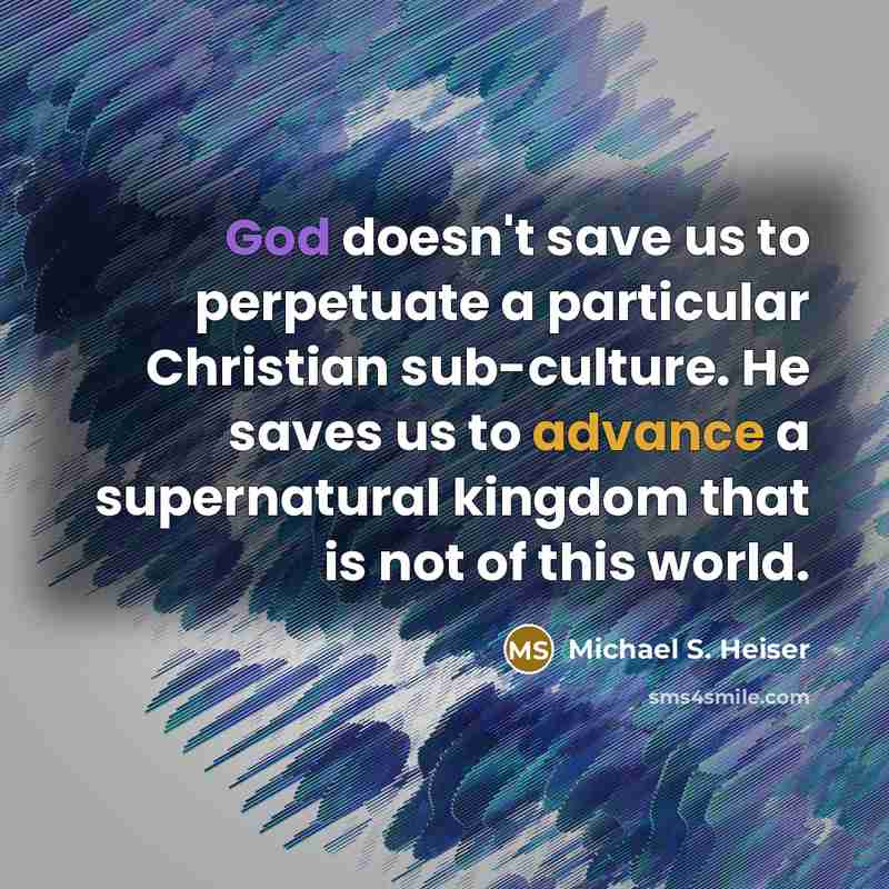 “God doesn't save us to perpetuate a particular Christian sub-culture.…” quote by Michael S. Heiser