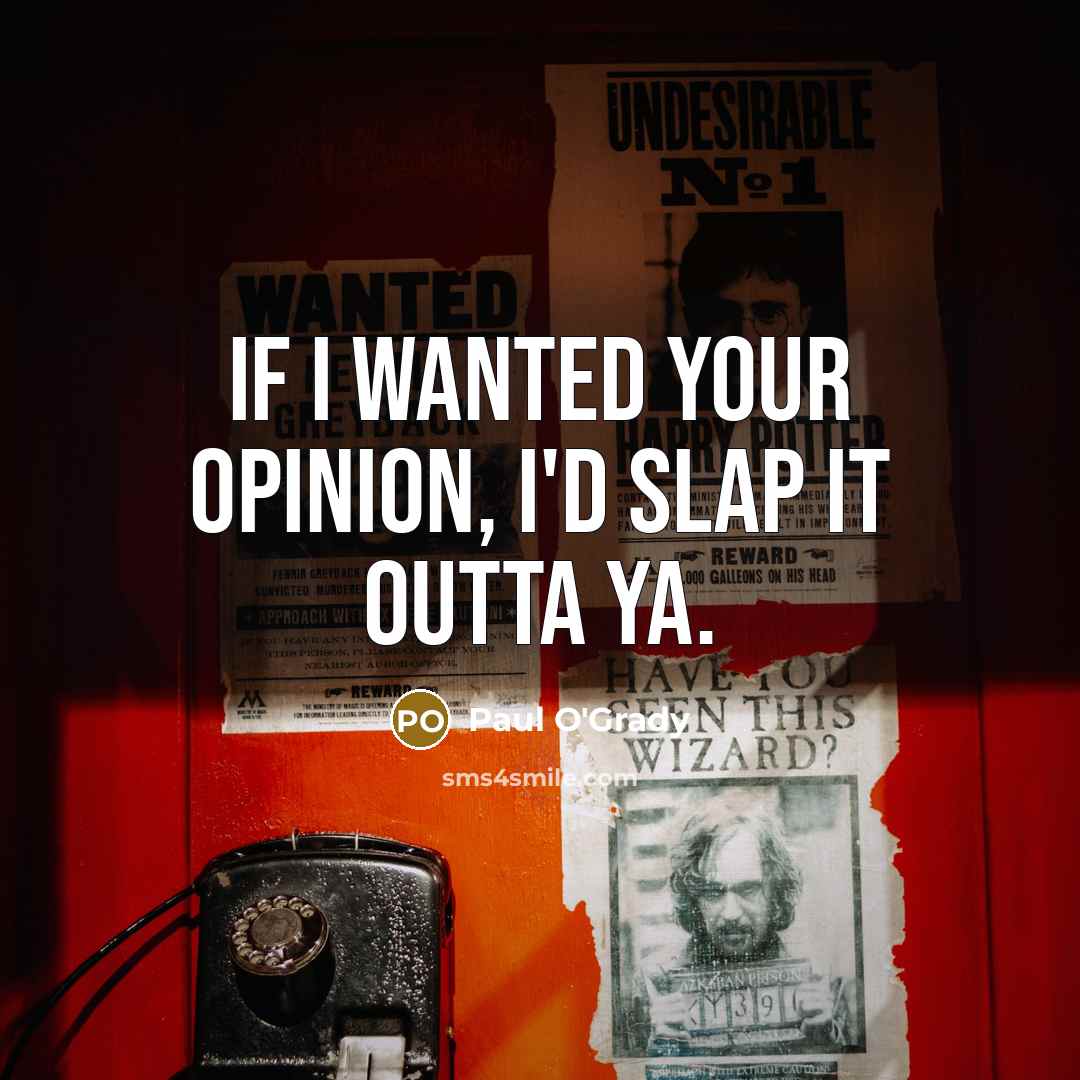 “If I wanted your opinion, I'd slap it outta ya.…” quote by Paul O'Grady