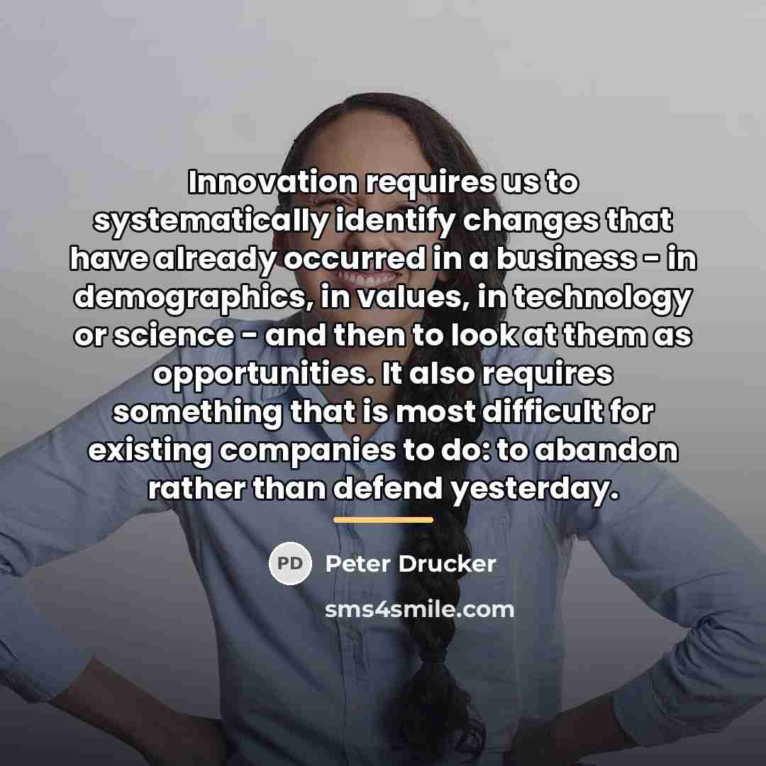 “Innovation requires us to systematically identify changes that have already…” quote by Peter Drucker