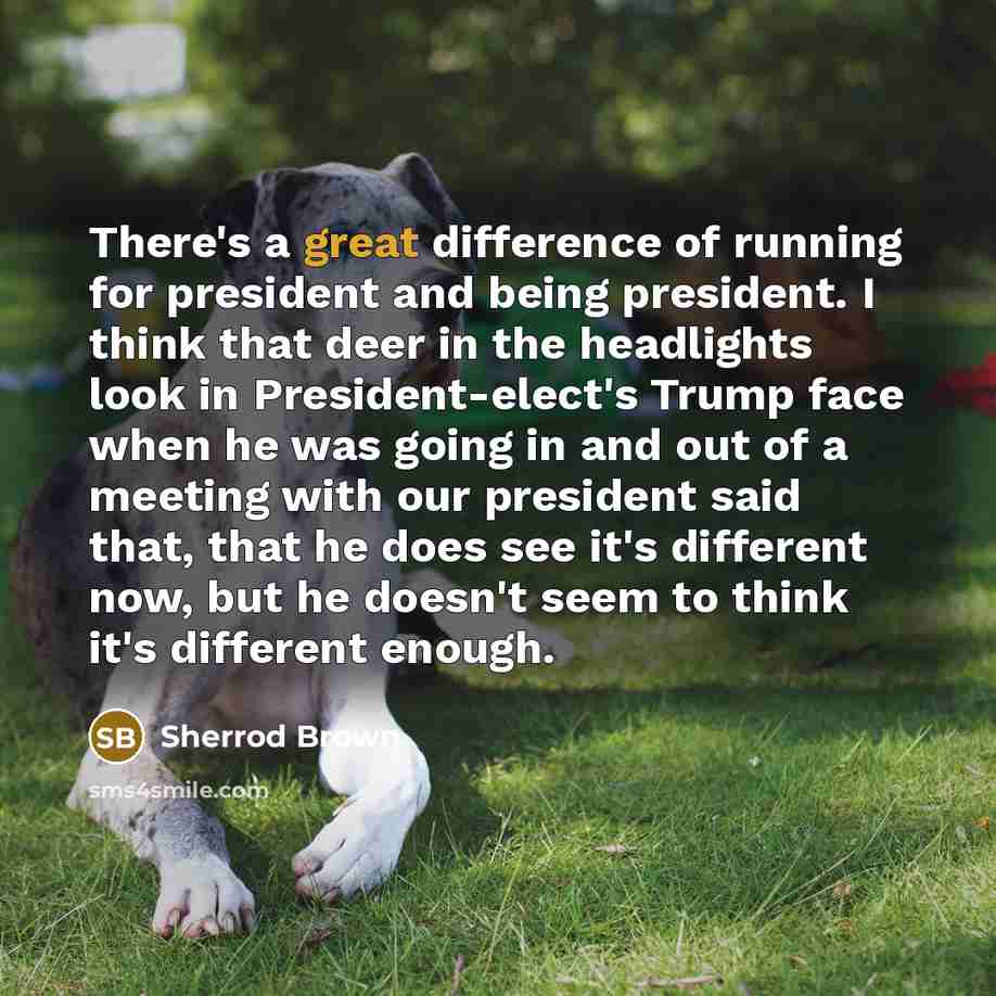 “There`s a great difference of running for president and being…” quote by Sherrod Brown