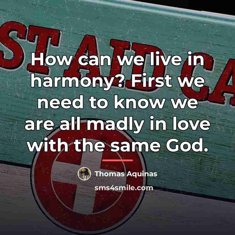 “How can we live in harmony? First we need to…” quote by Thomas Aquinas