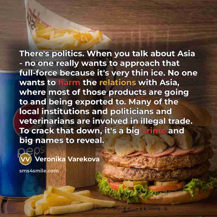 “There's politics. When you talk about Asia - no one…” quote by Veronika Varekova