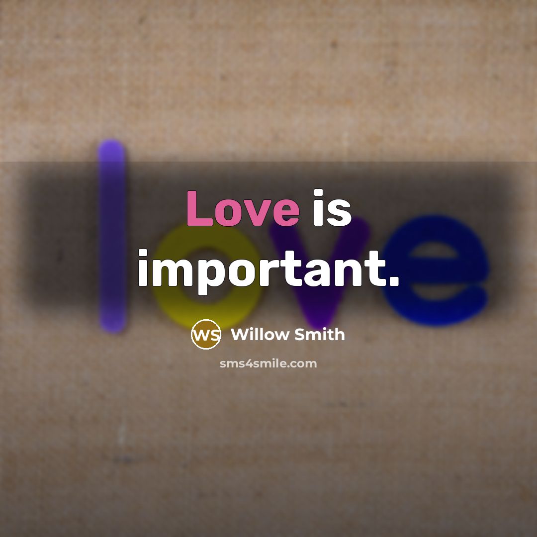 “Love is important.” quote by Willow Smith