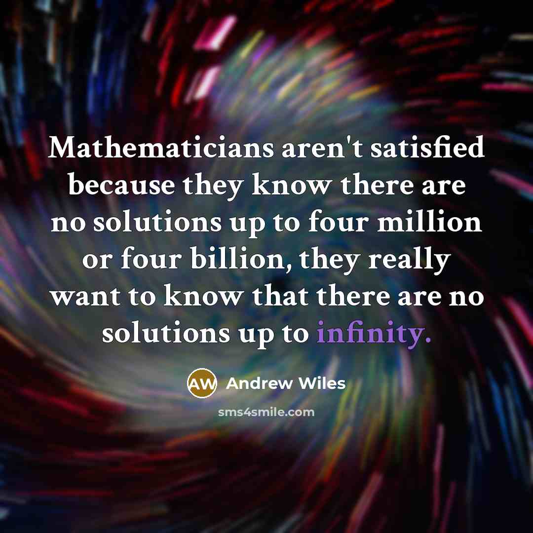 “Mathematicians aren't satisfied because they know there are no solutions…” quote by Andrew Wiles