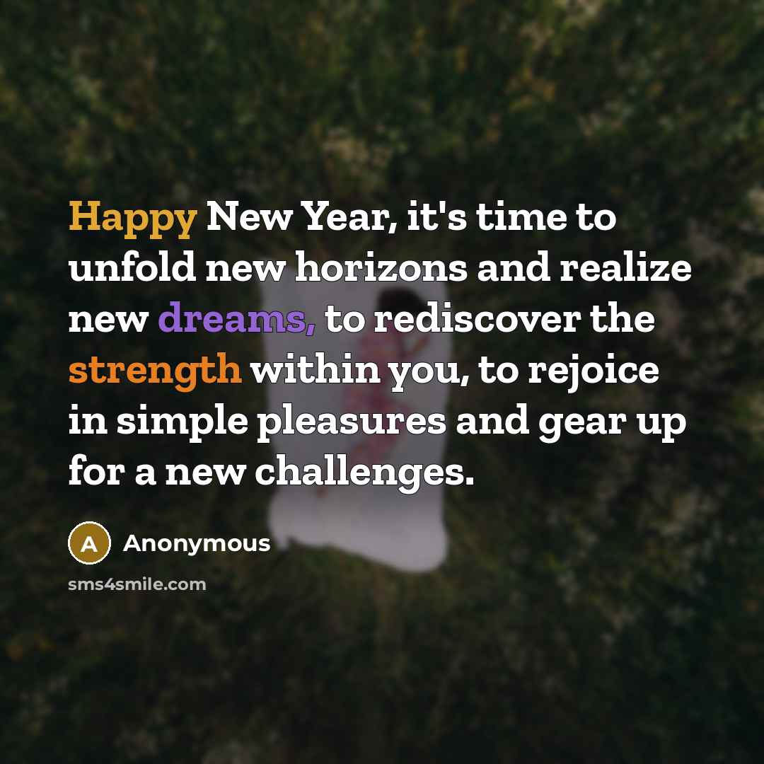 “Happy New Year, it's time to unfold new horizons and…” quote by Anonymous
