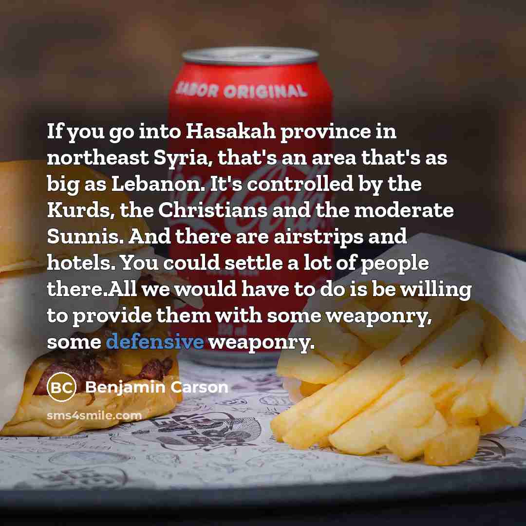 “If you go into Hasakah province in northeast Syria, that's…” quote by Benjamin Carson