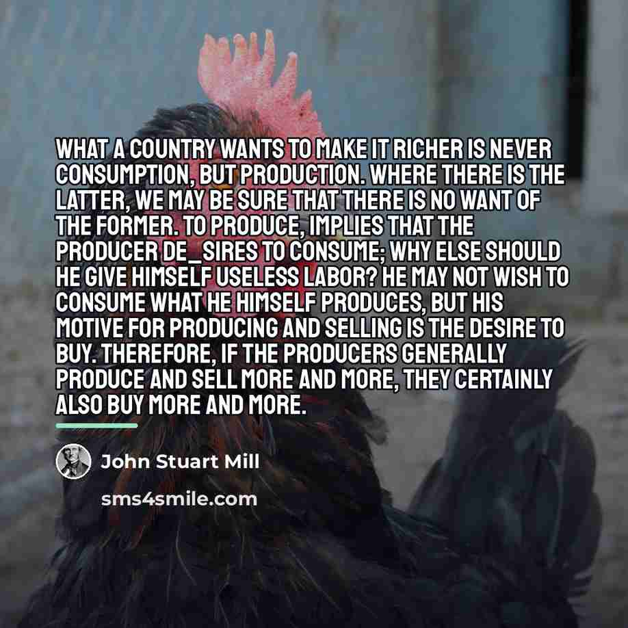 “What a country wants to make it richer is never…” quote by John Stuart Mill