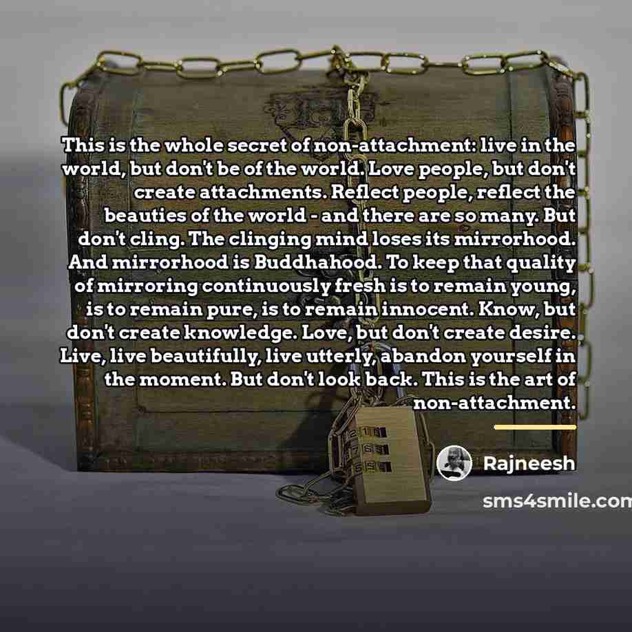 “This is the whole secret of non-attachment: live in the…” quote by Rajneesh