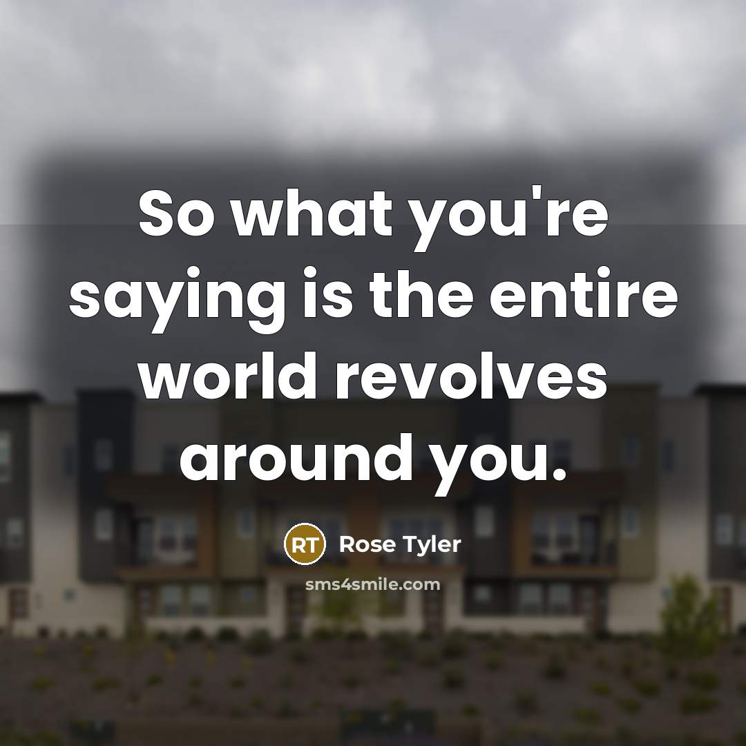“So what you're saying is the entire world revolves around…” quote by Rose Tyler