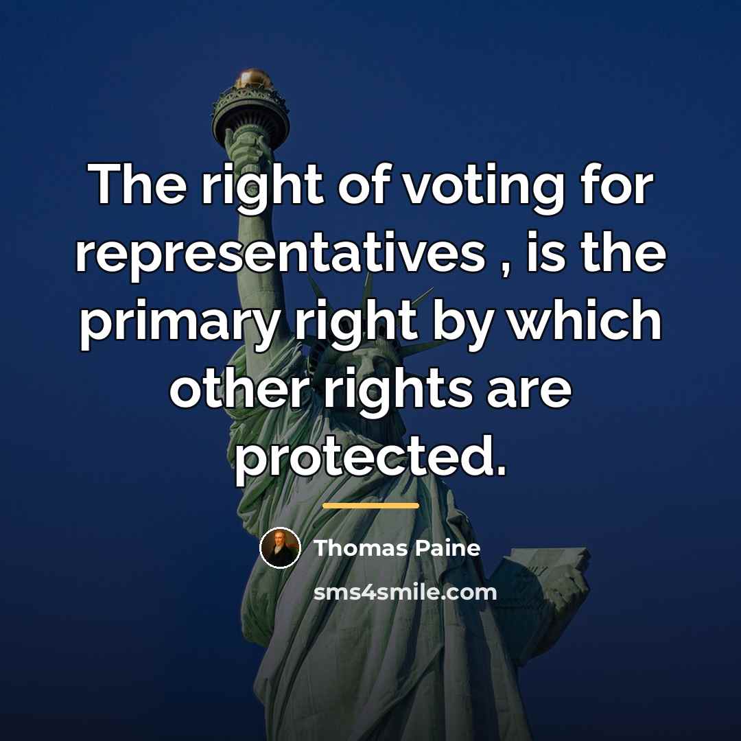 “The right of voting for representatives , is the primary…” quote by Thomas Paine