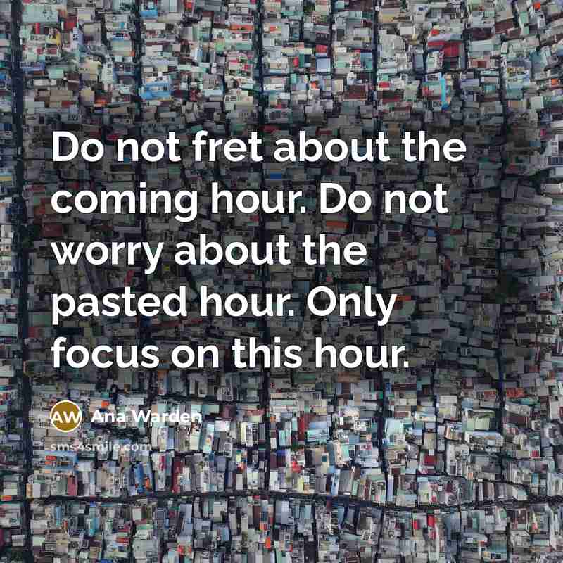 “Do not fret about the coming hour. Do not worry…” quote by Ana Warden