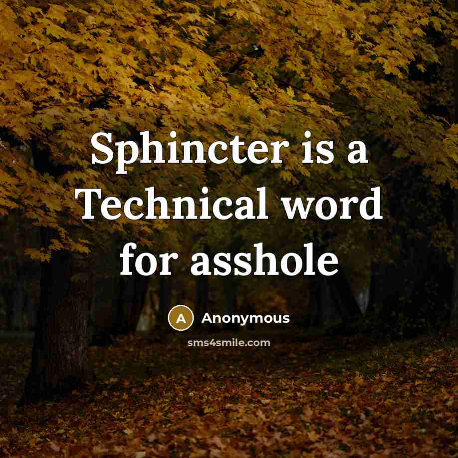 “Sphincter is a Technical word for asshole” quote by Anonymous