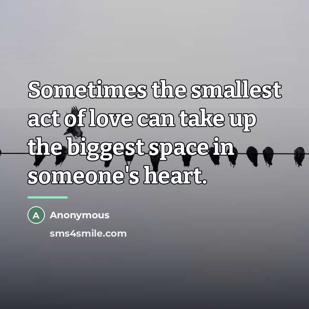 “Sometimes the smallest act of love can take up the…” quote by Anonymous