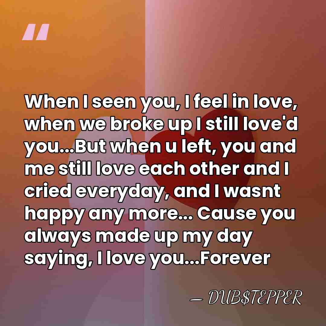 When I seen you, I feel in love, when we broke up&hellip; - DUB$TEPPER