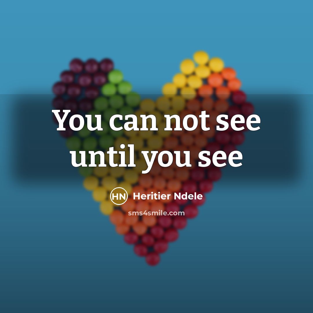 “You can not see until you see” quote by Heritier Ndele