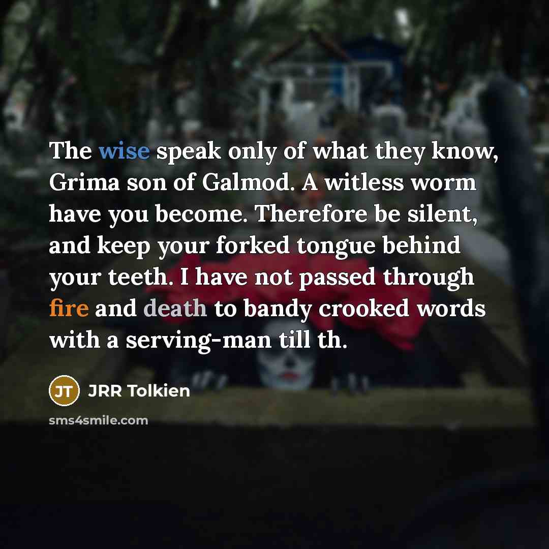 “The wise speak only of what they know, Grima son…” quote by JRR Tolkien