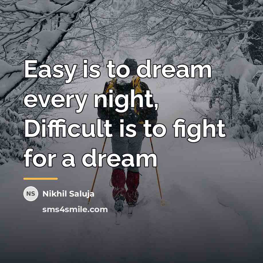 “Easy is to dream every night, Difficult is to fight…” quote by Nikhil Saluja