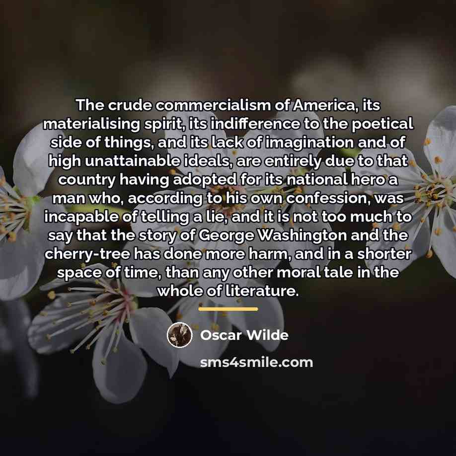 “The crude commercialism of America, its materialising spirit, its indifference…” quote by Oscar Wilde