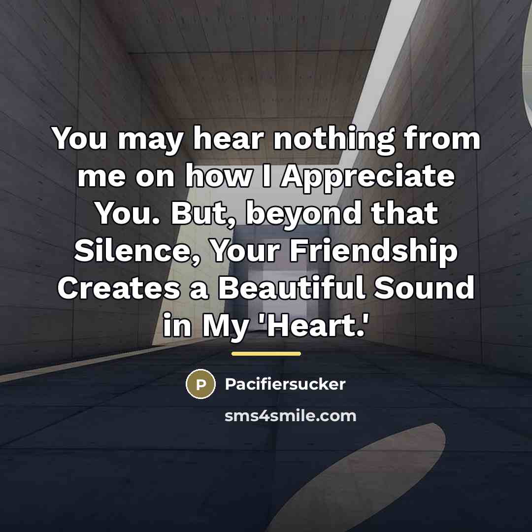 “You may hear nothing from me on how I Appreciate…” quote by Pacifiersucker