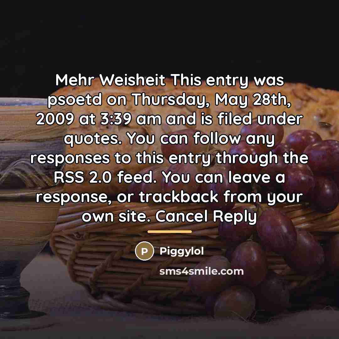 “Mehr Weisheit This entry was psoetd on Thursday, May 28th,…” quote by Piggylol