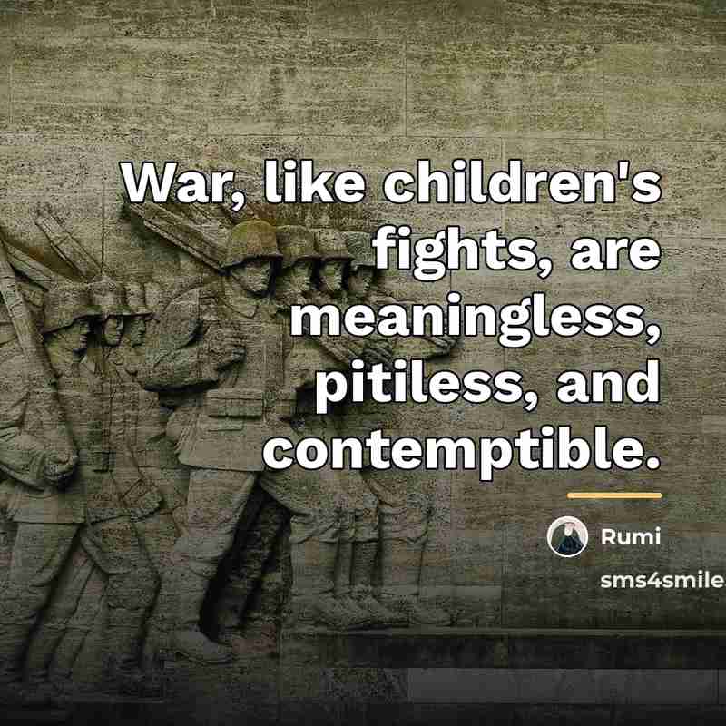 “War, like children's fights, are meaningless, pitiless, and contemptible.…” quote by Rumi