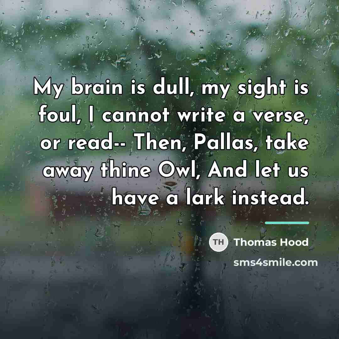 “My brain is dull, my sight is foul, I cannot…” quote by Thomas Hood