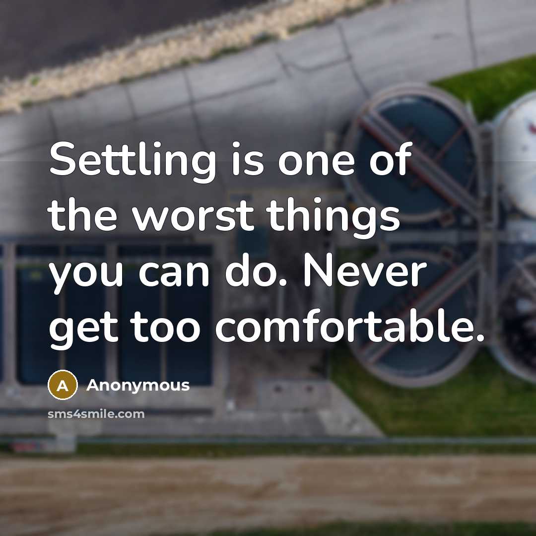 “Settling is one of the worst things you can do.…” quote by Anonymous