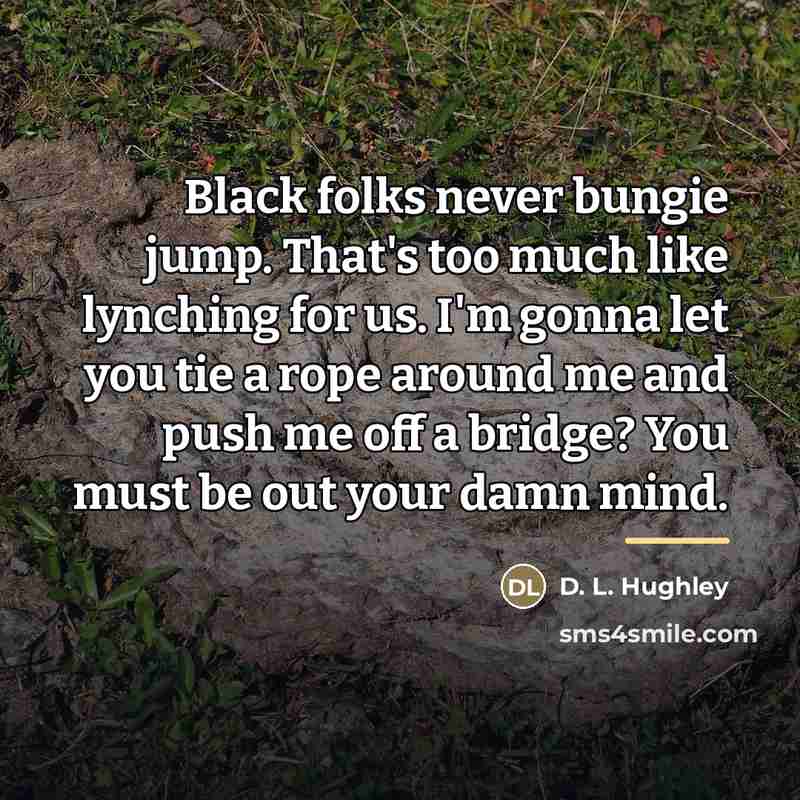 “Black folks never bungie jump. That's too much like lynching…” quote by D. L. Hughley